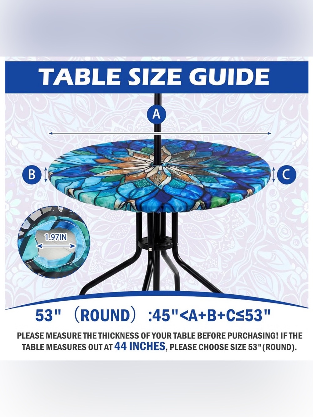 NEW Mandala Round Outdoor Tablecloth with Umbrella Hole Zipper